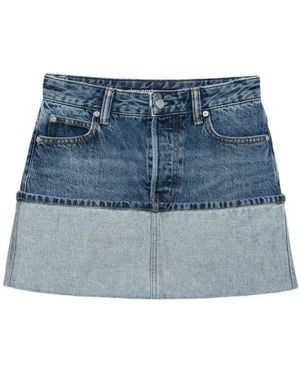 Alexander Wang Logo-Embroidered Denim Mini Skirt - Blue