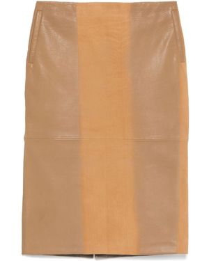 Christopher Esber Scuffed-Leather Midi Skirt - Brown