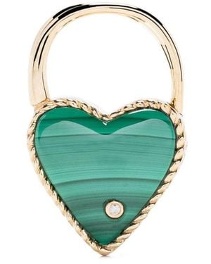 Yvonne Léon 9k Yellow Creole Cadenas Coeur Malachite Single Drop Earring - Men's - Malachite/grey Diamond/9kt - Green