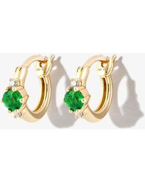 Adina Reyter 14K Trio Emerald And Diamond Huggie Earrings - White