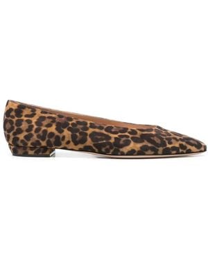 Gianvito Rossi Amelia Flat Camoscio Leopard Print Pump - Brown