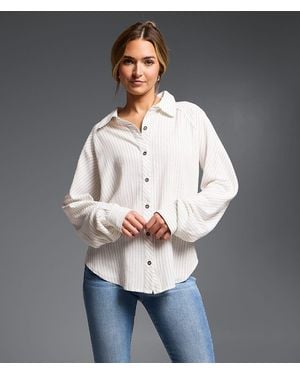 Buckle Black Striped Blouse - Gray
