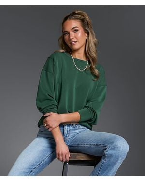 Buckle Black Pieced Seam Pullover - Green
