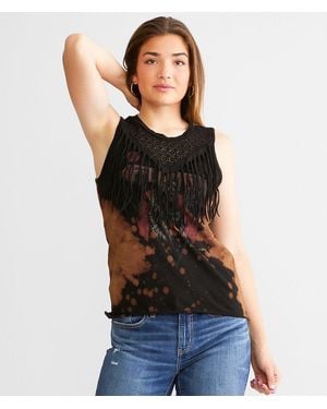 Affliction Blood Moon Fringe Tank Top - Black