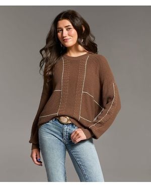 BKE Mixed Stitch Sweater - Brown