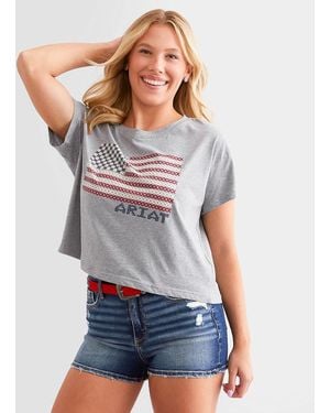 Ariat Homespun Flag Cropped T-Shirt - Blue