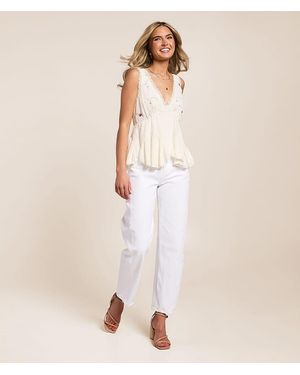 VERVET by Flying Monkey;Flying Monkey Vervet By Flying Monkey Kate High Rise Barrel Stretch Jean - Natural