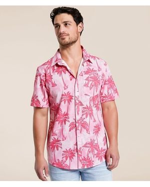 Departwest Palm Tree Athletic Performance Stretch Shirt - Red