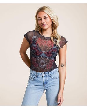 Affliction Bloodletter Mesh Baby Cropped T-Shirt - Blue