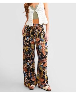 Angie Floral Print Beach Pant - Black