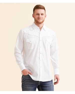 Ely Cattleman Floral Embroidered Shirt - White