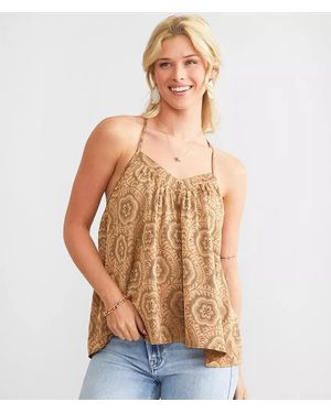 Acoa Woven Floral Tank Top - Brown
