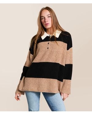 The Workshop Collared Henley Sweater - Black