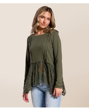 Daytrip Peplum Lace Top - Green