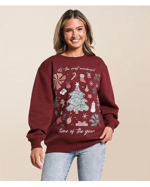 Modish Rebel The Most Wonderful Time Oversized Pullover - Red