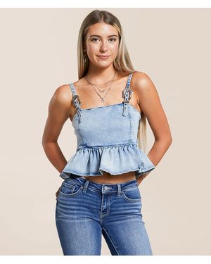 Blue B Denim Peplum Tank Top - Blue