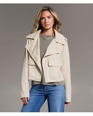 BKE Flyaway Faux Suede Jacket - Natural