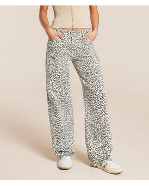 Hidden Jeans Alyx Low Slung Baggy Cheetah Stretch Jean - Natural