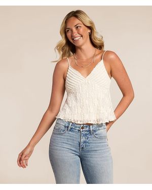 Willow & Root Lace Cropped Tank Top - Blue