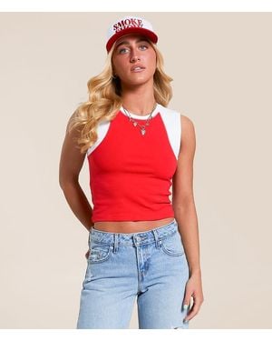 FITZ + EDDI Color Block Cropped Tank Top - Red
