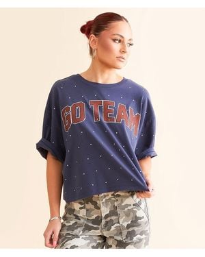 DH Apparel Go Team Rhinestone Cropped T-Shirt - Blue