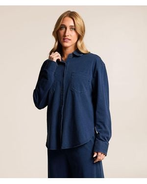Z Supply Reese Jersey Denim Shirt - Blue