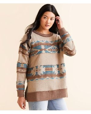 BKE Aztec Oversized Pullover - Brown