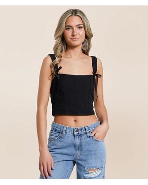 Willow & Root Corset Cropped Tank Top - Blue