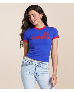 Hype and Vice Kansas Jayhawks Baby Cropped T-Shirt - Blue