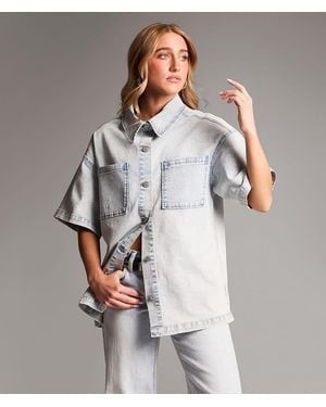 BKE Washed Denim Stretch Shirt - Gray