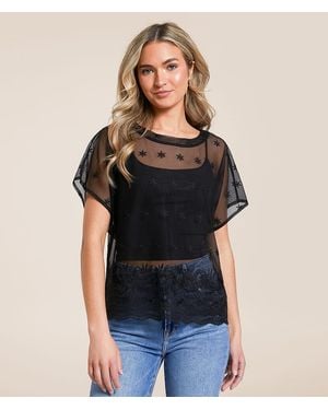 Acoa Embroidered Floral Top - Black
