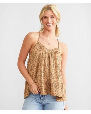 Acoa Woven Floral Tank Top - Brown