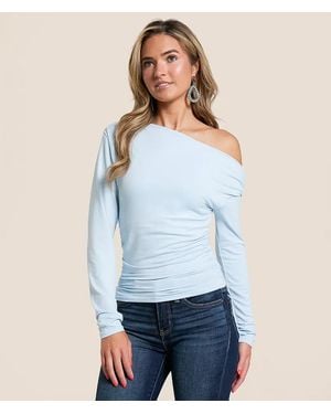 Willow & Root Off The Shoulder Top - Blue