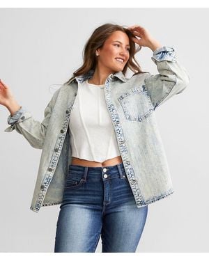 Veveret Bling Denim Shacket - Gray