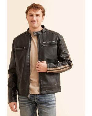 Affliction American Metal Faux Leather Jacket - Black