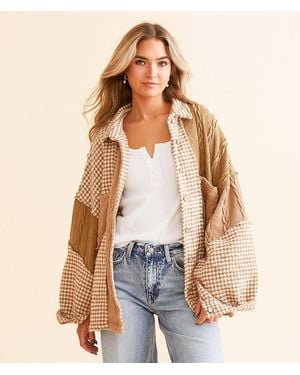 Pol Pieced Gingham Jacket - Natural