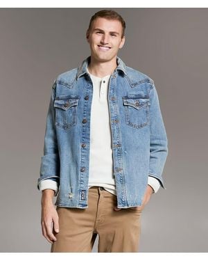BKE Bradley Denim Stretch Shacket - Blue