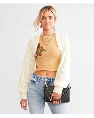Acoa Eyelash Bolero Cropped Cardigan Sweater - Blue