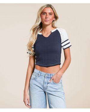 FITZ + EDDI Pieced Crochet Top - Blue