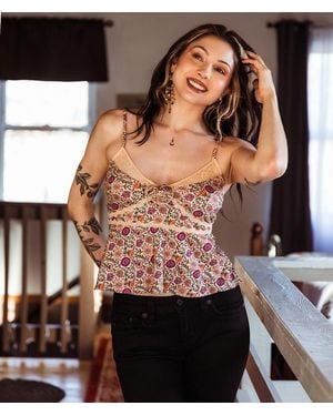 Gimmicks Rosette Lace Tank Top - Brown