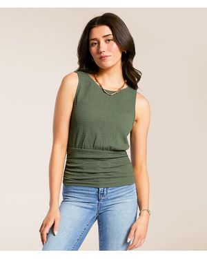 Daytrip Textured High Neck Tank Top - Green