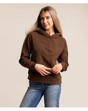Kimes Ranch Ella Hooded Henley Sweatshirt - Brown