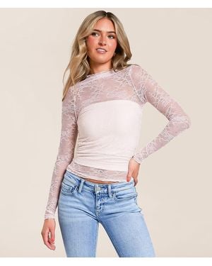 Willow & Root Sheer Lace Top - Blue