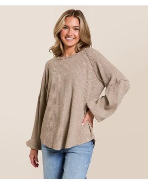 Daytrip Heathered Crewneck Top - Natural