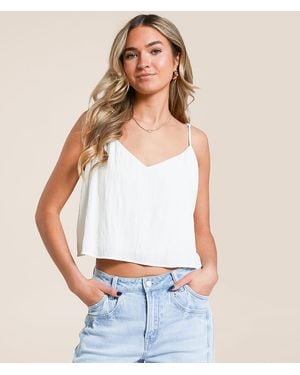 Z Supply Fiore Crinkle Satin Cropped Tank Top - White