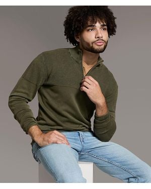 BKE Stonewash Quarter Zip Sweater - Green