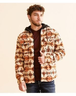 Departwest Southwestern Fleece Hooded Shacket - Brown