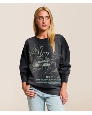 Modish Rebel Road Trip Oversized Pullover - Gray