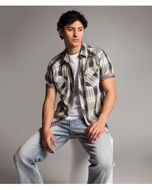 BKE Plaid Standard Shirt - Gray