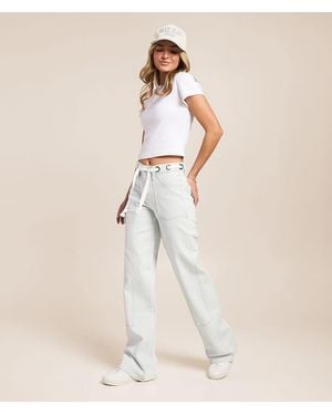 VERVET by Flying Monkey;Flying Monkey Vervet By Flying Monkey Olivia Wide Leg Striped Jean - Natural